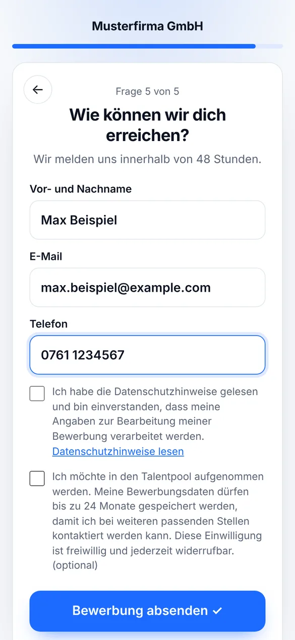 Bewerben in unter 60 Sekunden